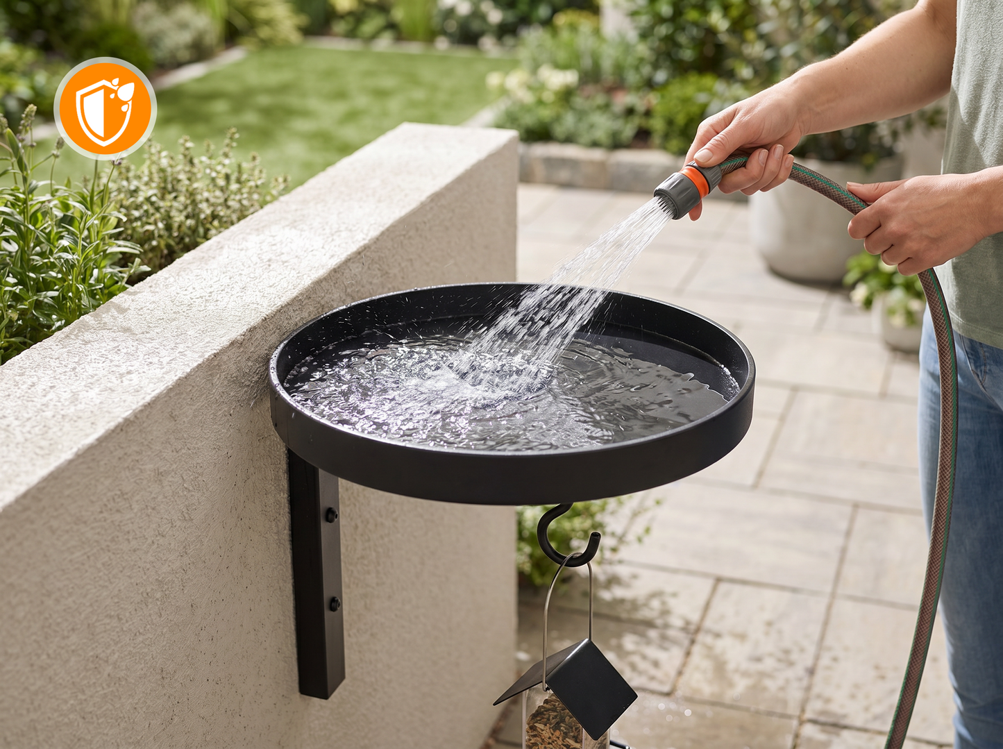 Metal Wall-Mounted Bird Bath