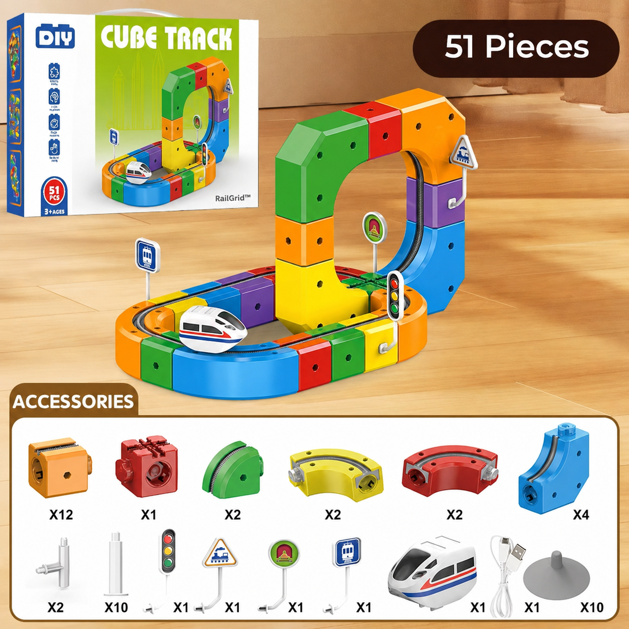 Train Track Cube Set