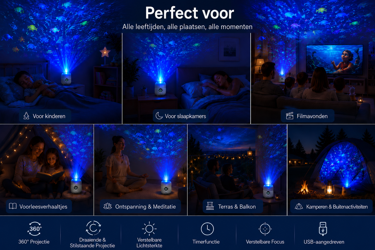 OceanWave Ocean Projector with Rotating LED Lights – Create Magical Evenings