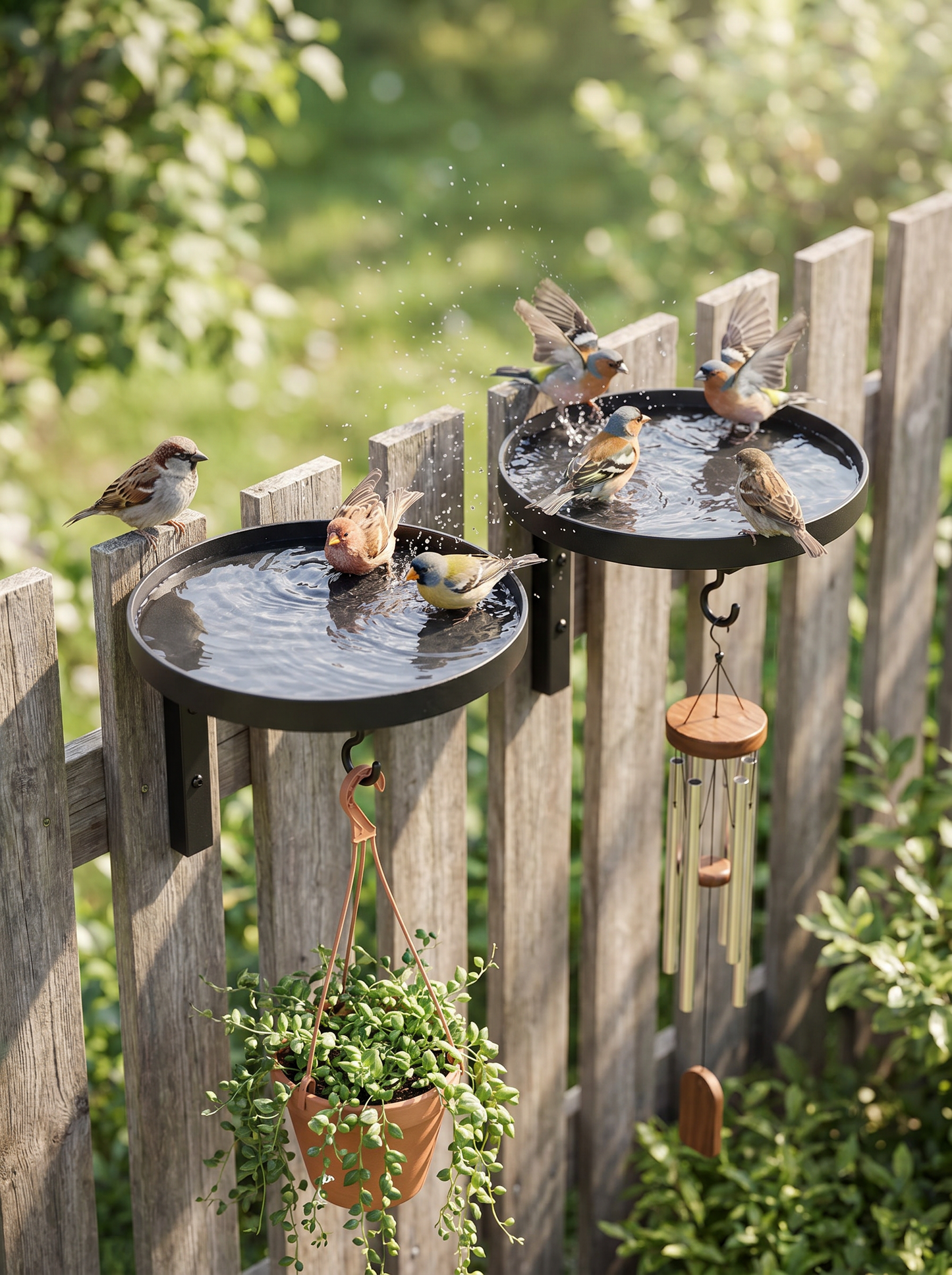 Metal Wall-Mounted Bird Bath