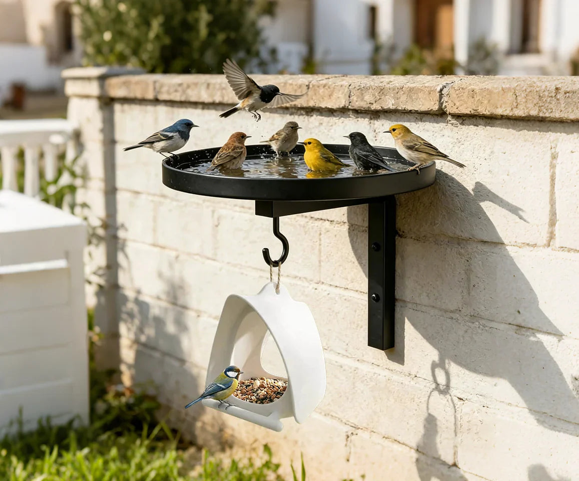 Metal Wall-Mounted Bird Bath