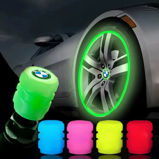 Glow-in-the-Dark Car Logo Valve Caps (Universal Fit)