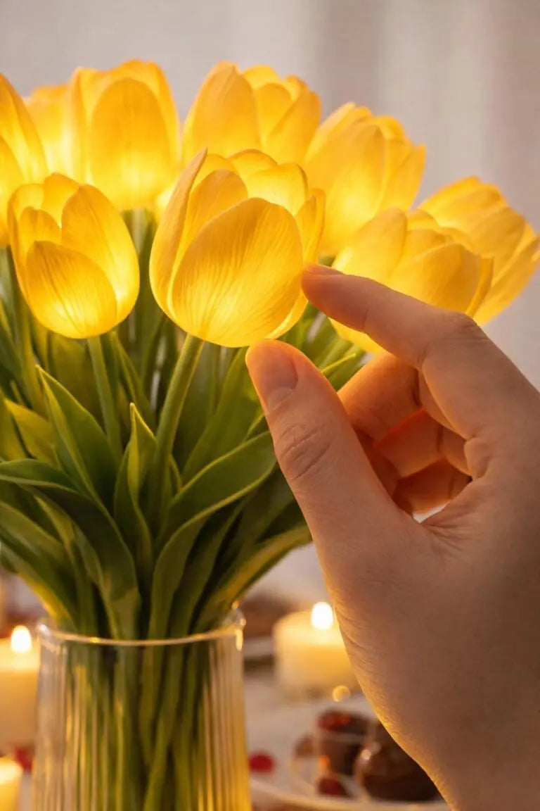 Romantic LED Tulip Lamp – Battery-Powered LED Tulips Combining Floral Decoration with Soft Ambient Lighting