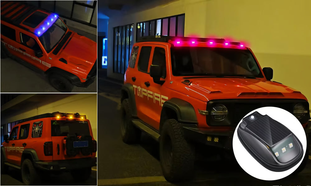 Solar-Powered RGB Car Roof Lights