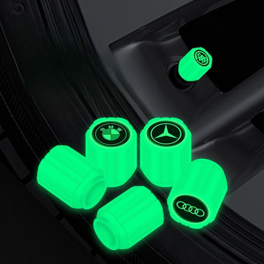 Glow-in-the-Dark Car Logo Valve Caps (Universal Fit)