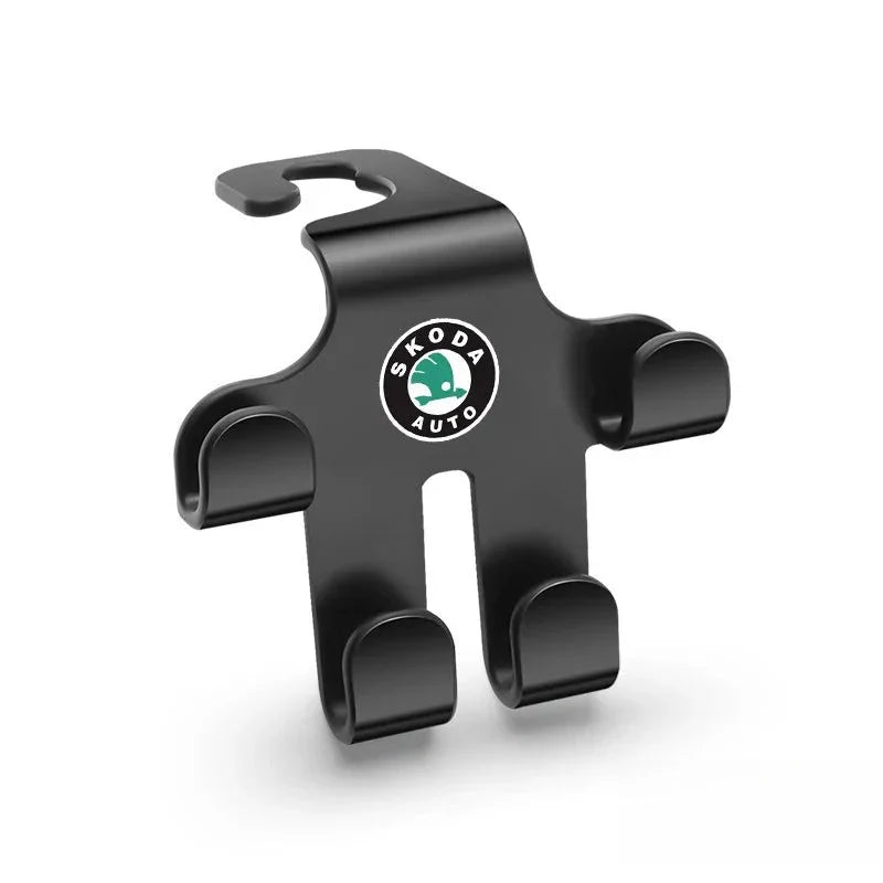 Car Logo Headrest Hook (2 Pieces) — Sturdy, Space-Saving Storage for Bags, Shopping and Accessories