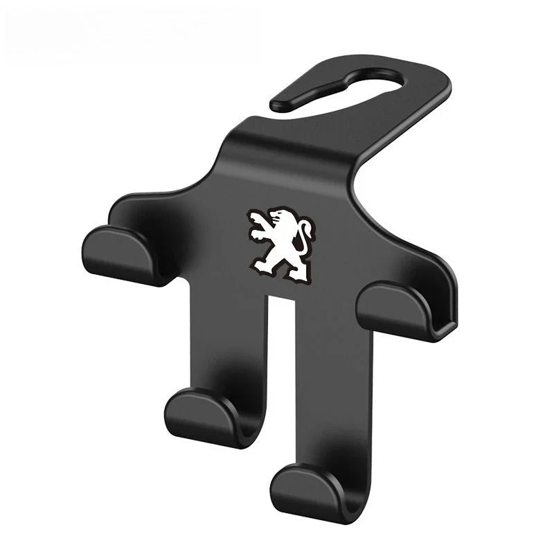 Car Logo Headrest Hook (2 Pieces) — Sturdy, Space-Saving Storage for Bags, Shopping and Accessories