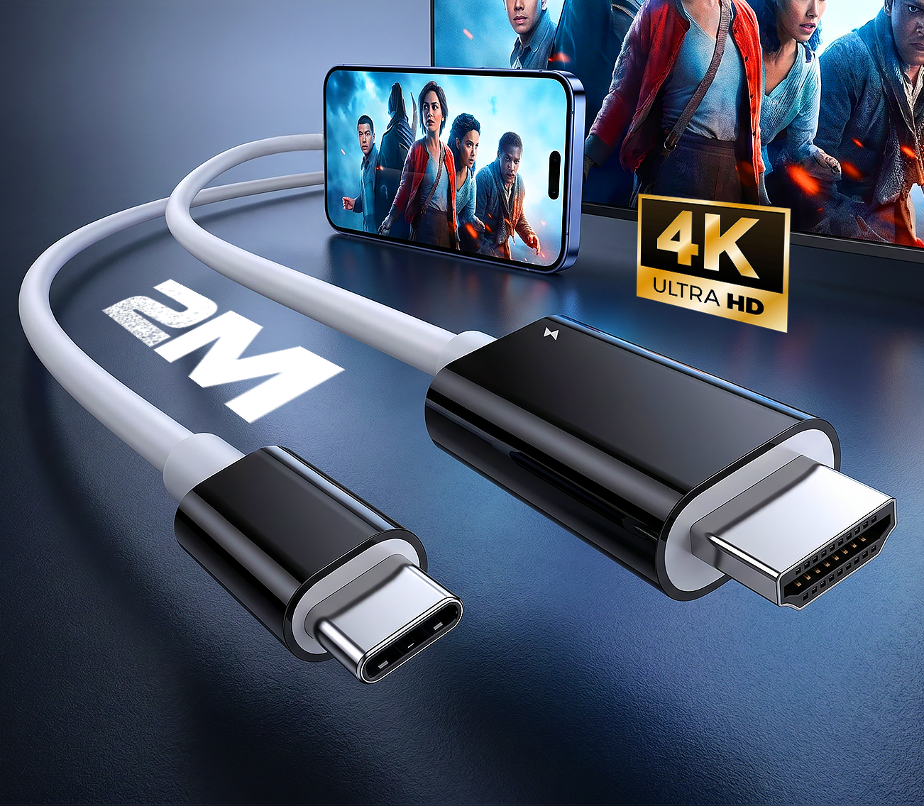 USB-C to HDMI Adapter Cable – Stream, Play, and Charge at the Same Time – For Switch, Mobile, and Tablet