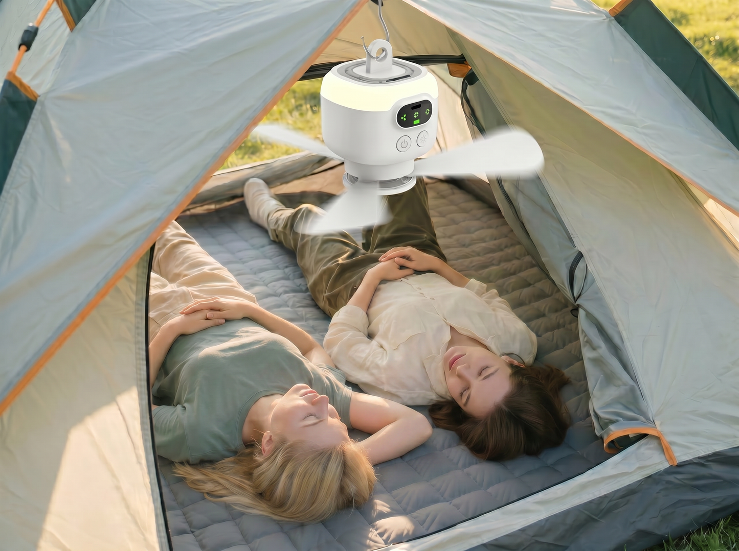 Portable Camping Fan with LED Light and Remote Control