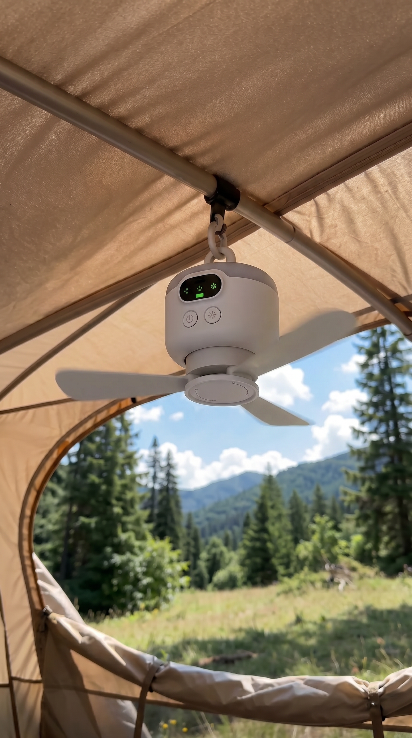 Portable Camping Fan with LED Light and Remote Control