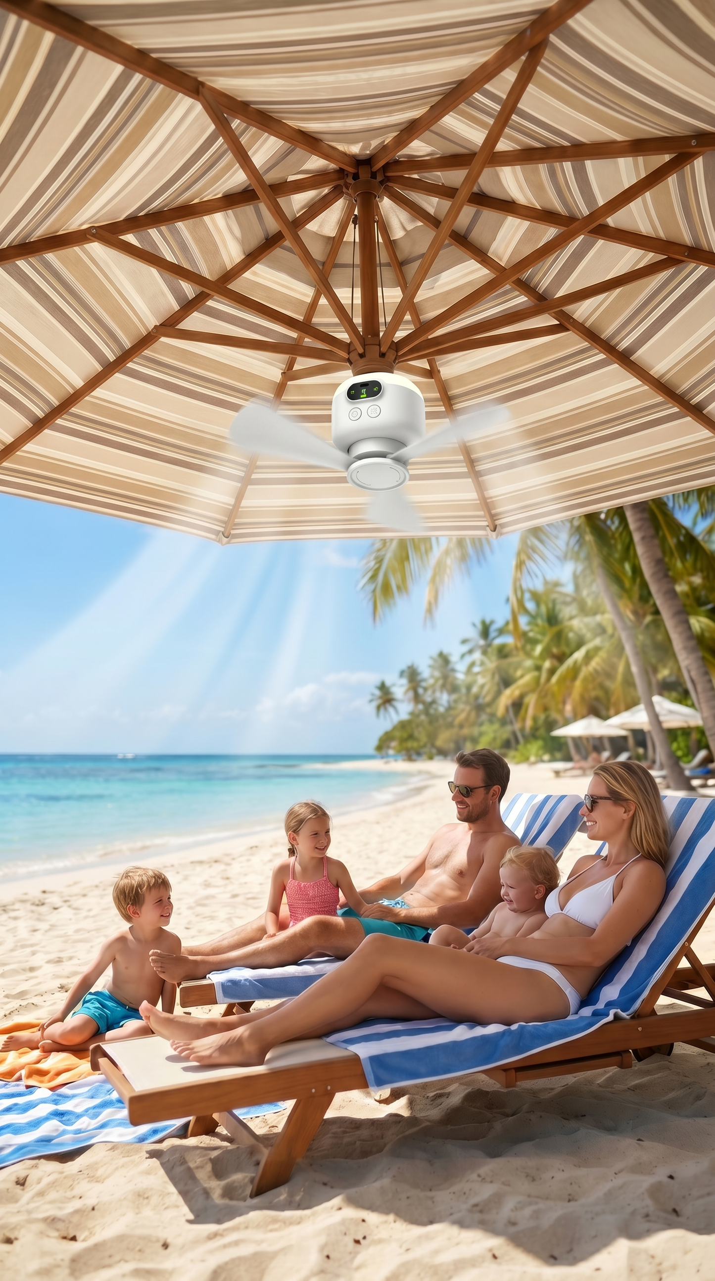 Portable Camping Fan with LED Light and Remote Control