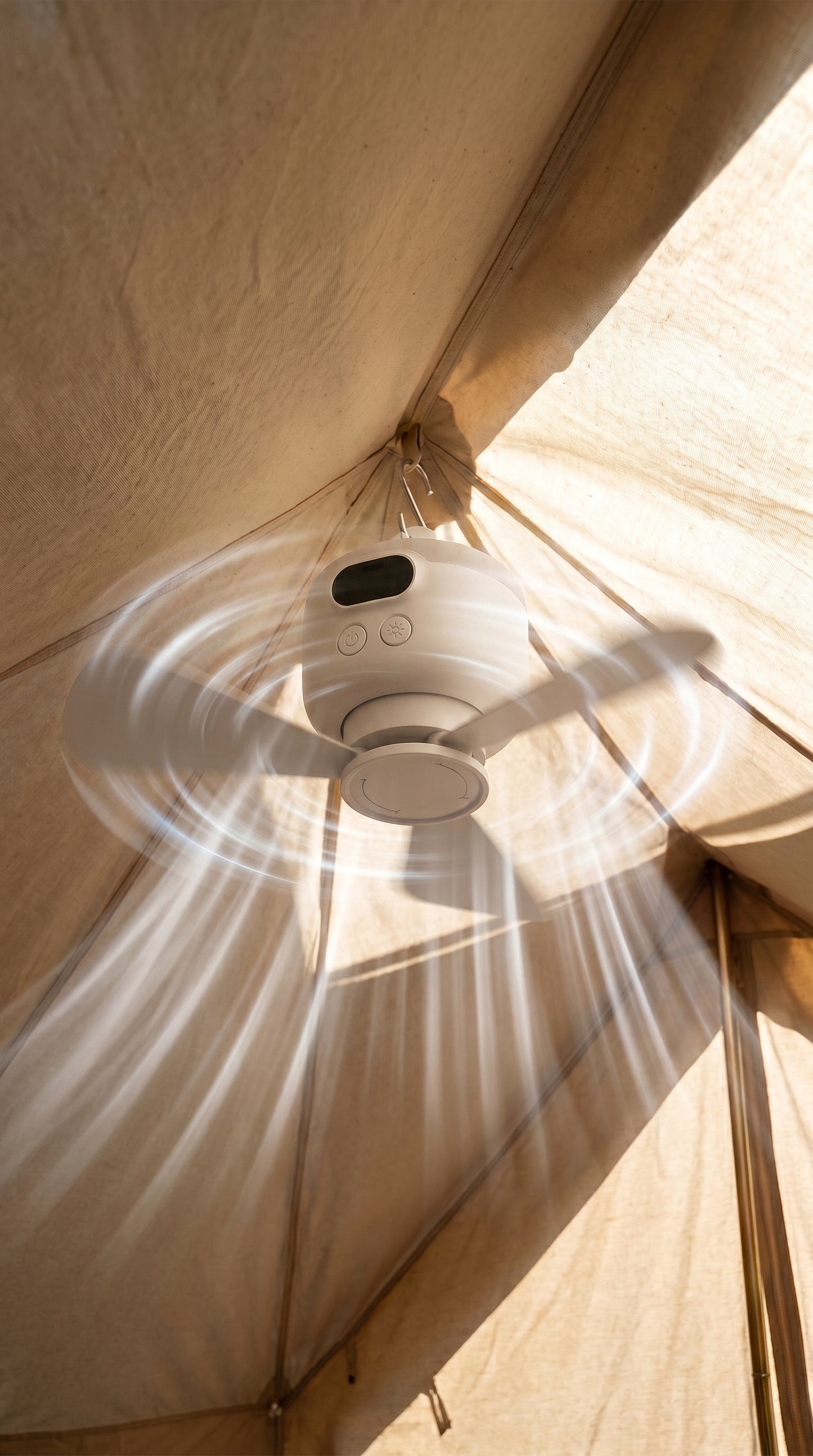 Portable Camping Fan with LED Light and Remote Control