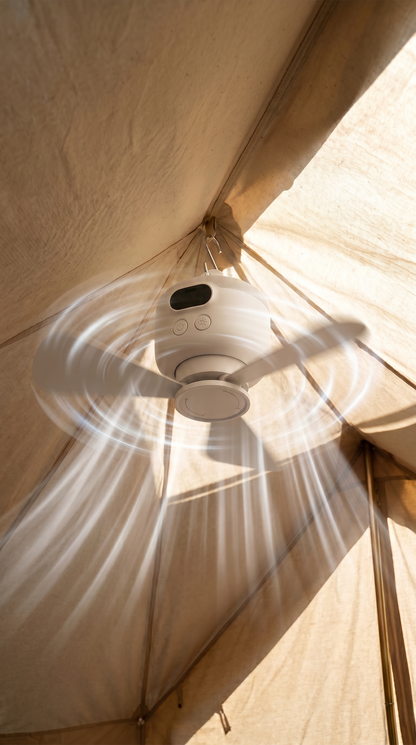 Portable Camping Fan with LED Light and Remote Control
