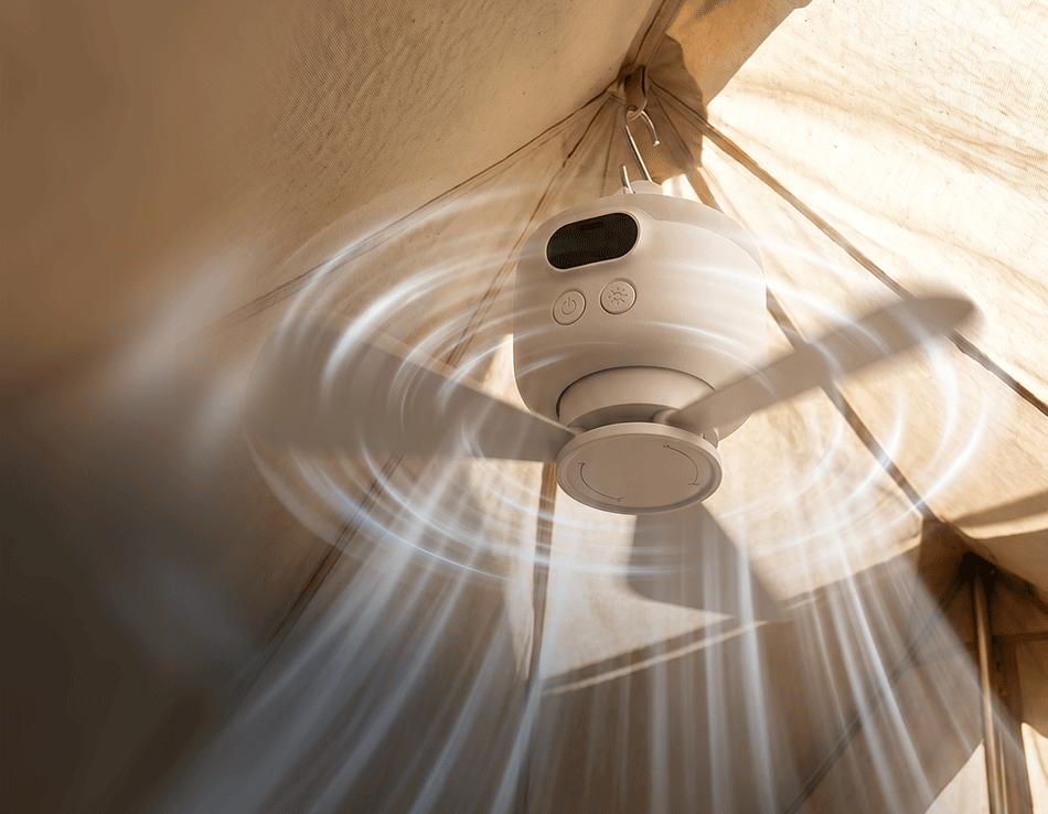 Portable Camping Fan with LED Light and Remote Control