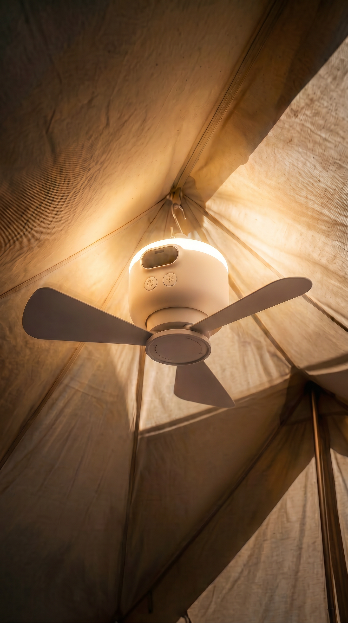 Portable Camping Fan with LED Light and Remote Control