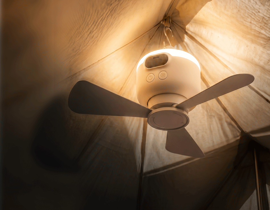 Portable Camping Fan with LED Light and Remote Control