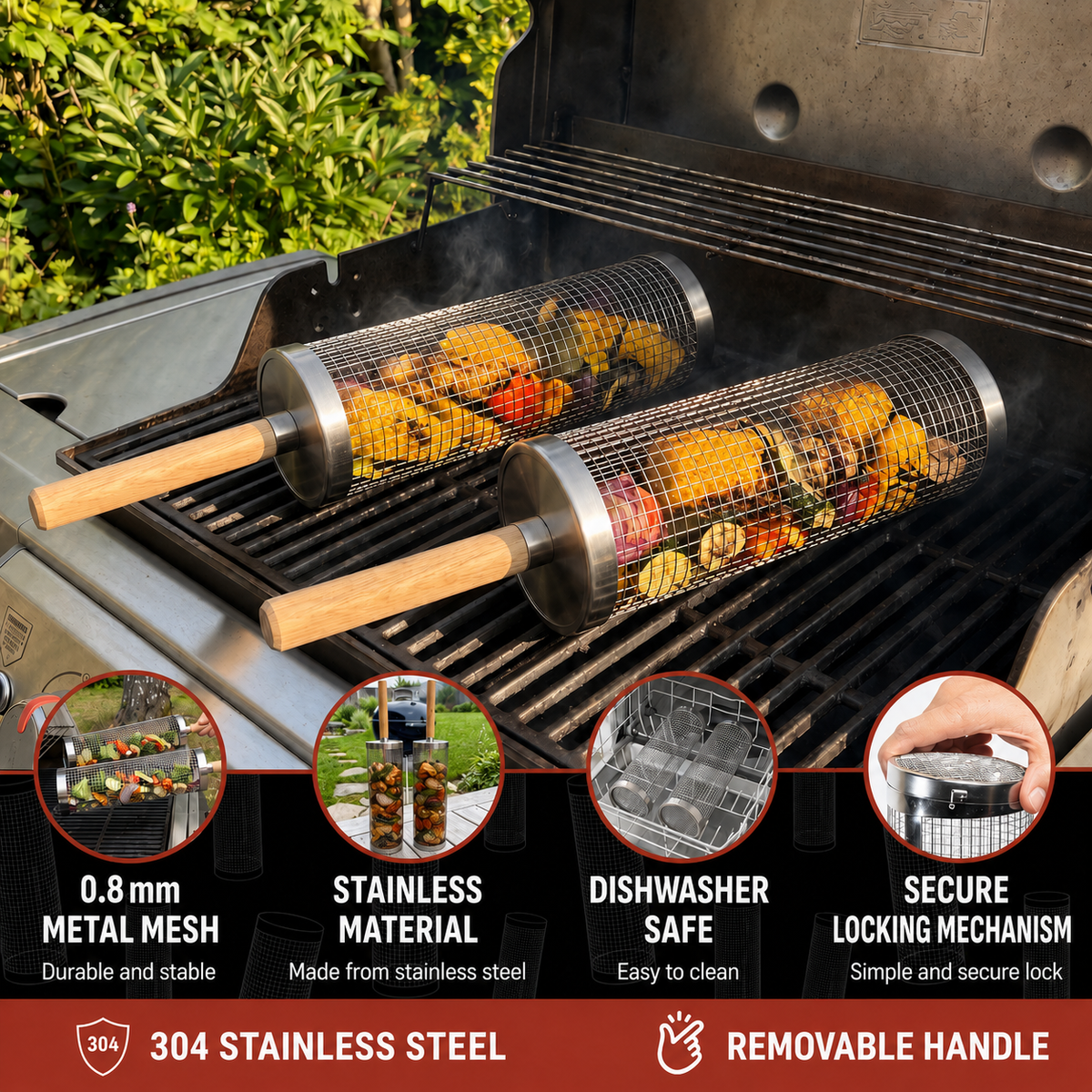 Rolling Grill Basket