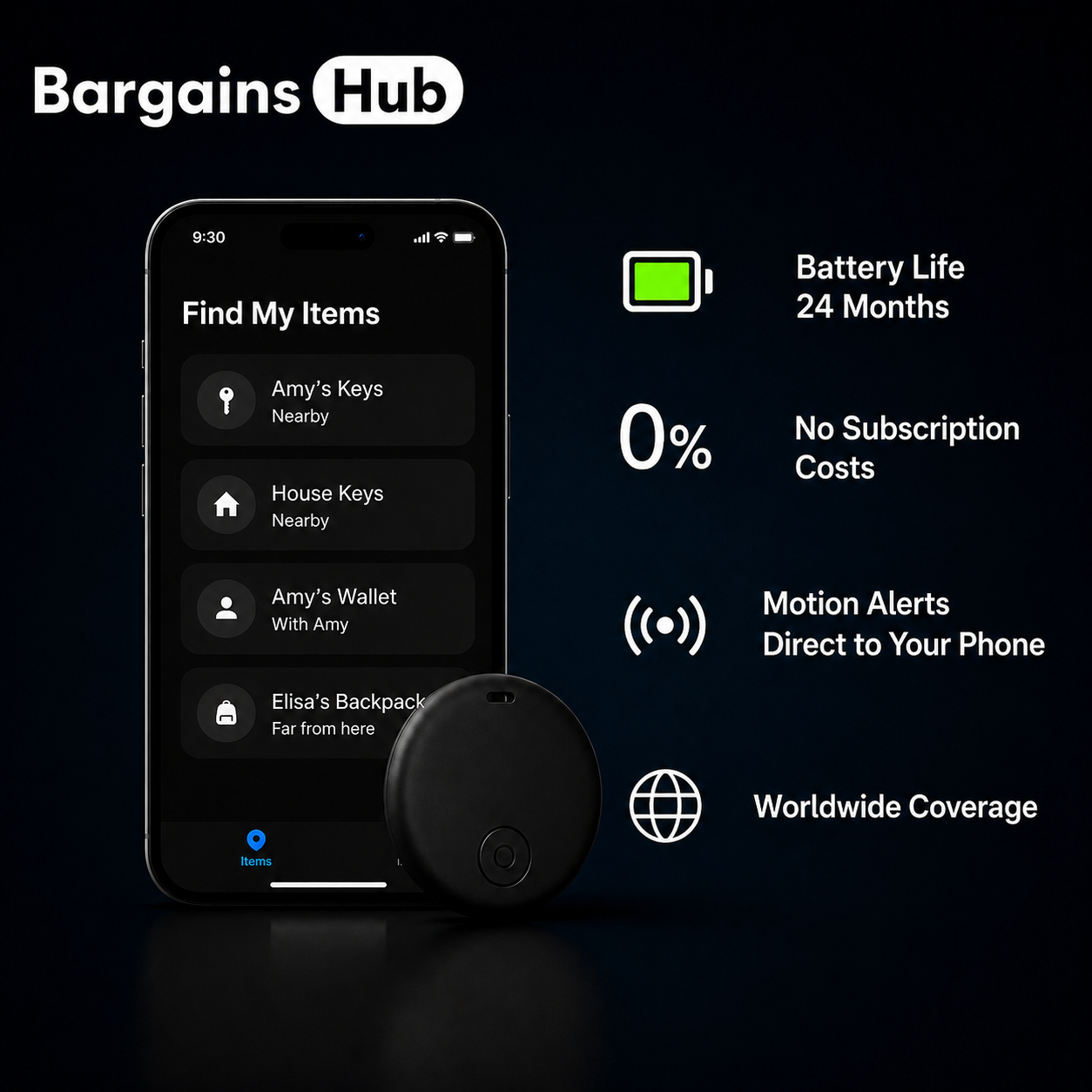 GP90 – Accurate Subscription-Free GPS Tracker (Android/Apple)