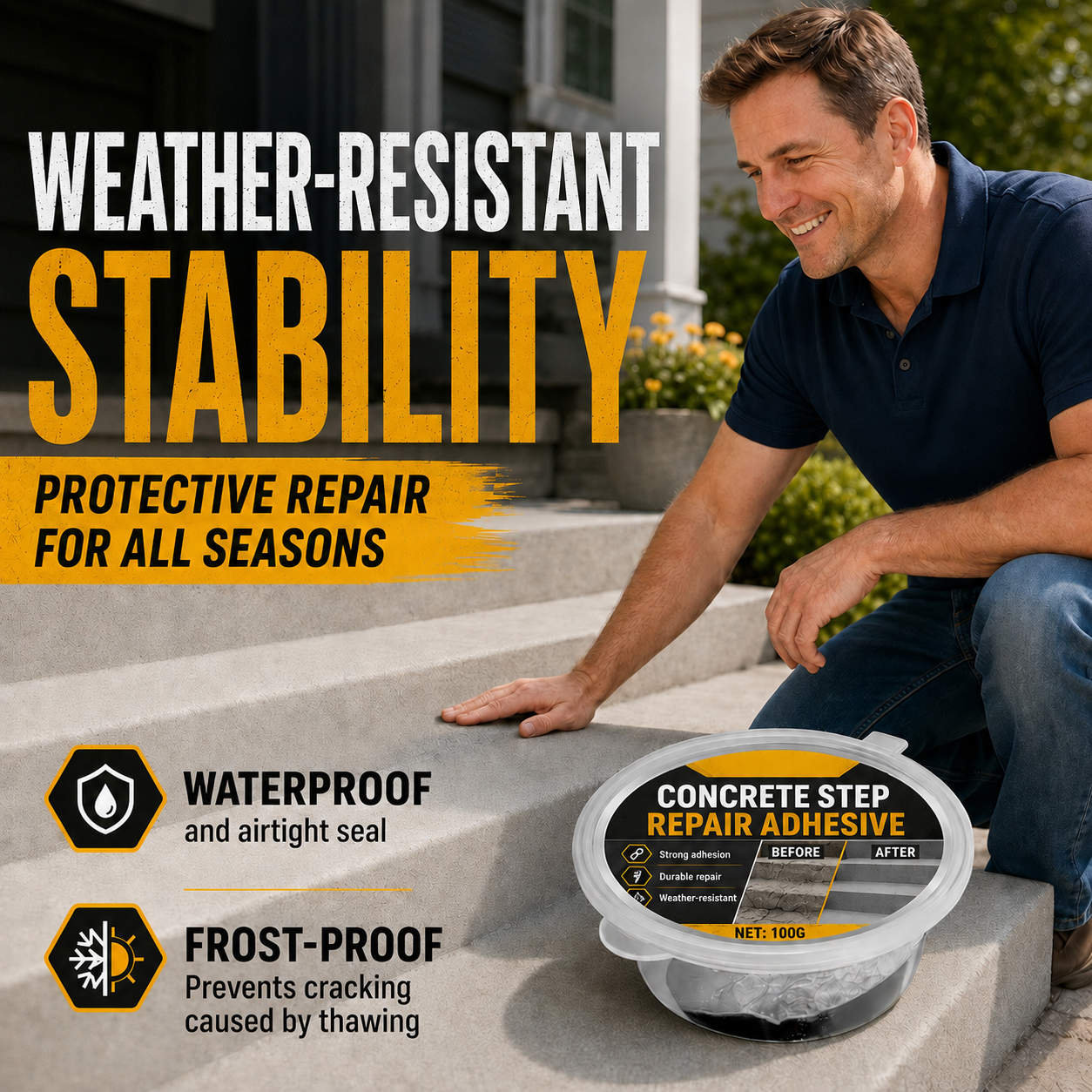 Concrete Adhesive for Step Repair – Perfect for Steps, Driveways and Terraces