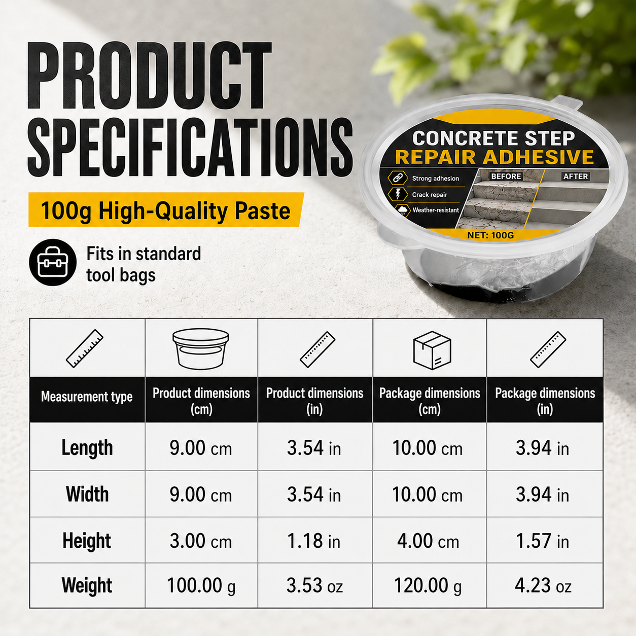 Concrete Adhesive for Step Repair – Perfect for Steps, Driveways and Terraces