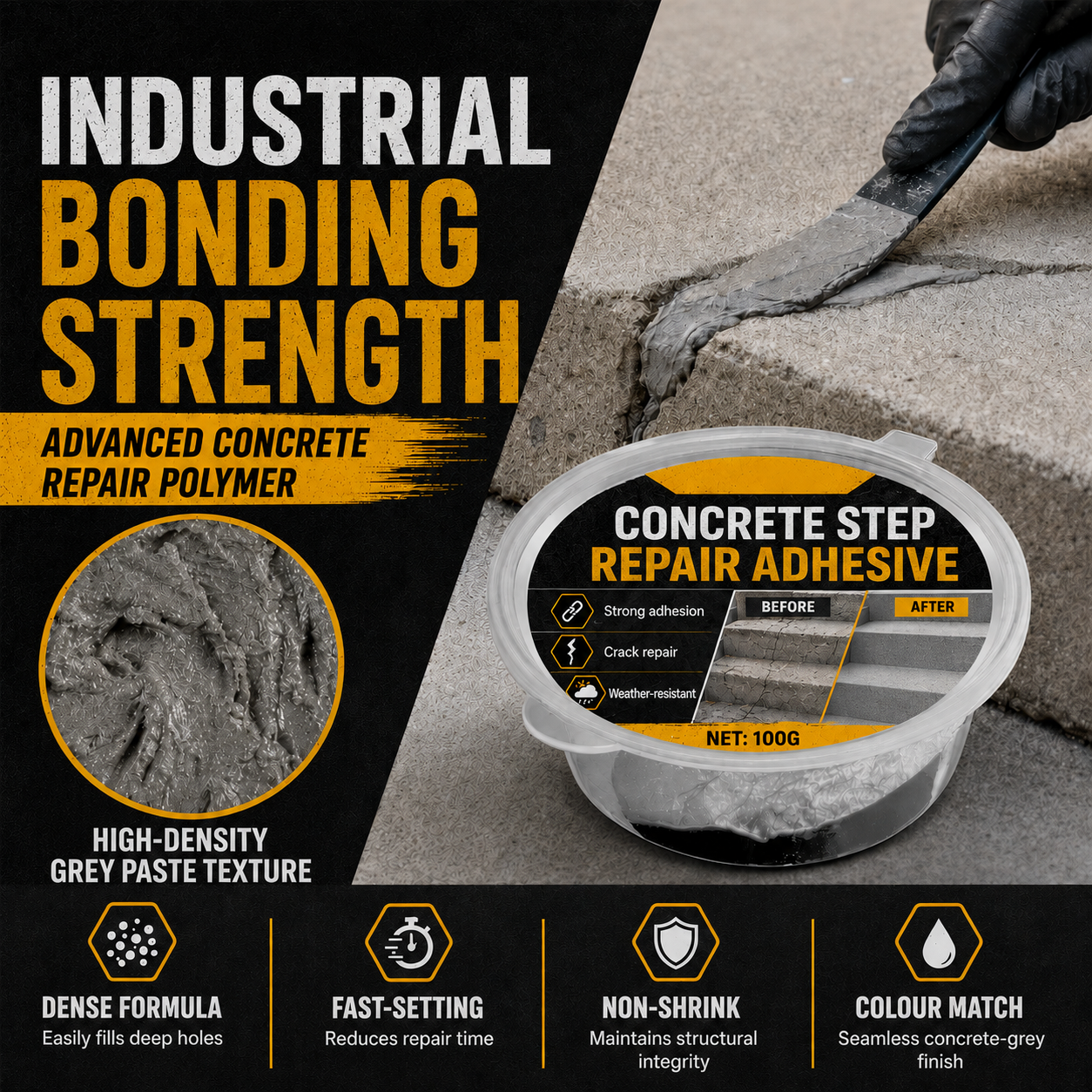 Concrete Adhesive for Step Repair – Perfect for Steps, Driveways and Terraces