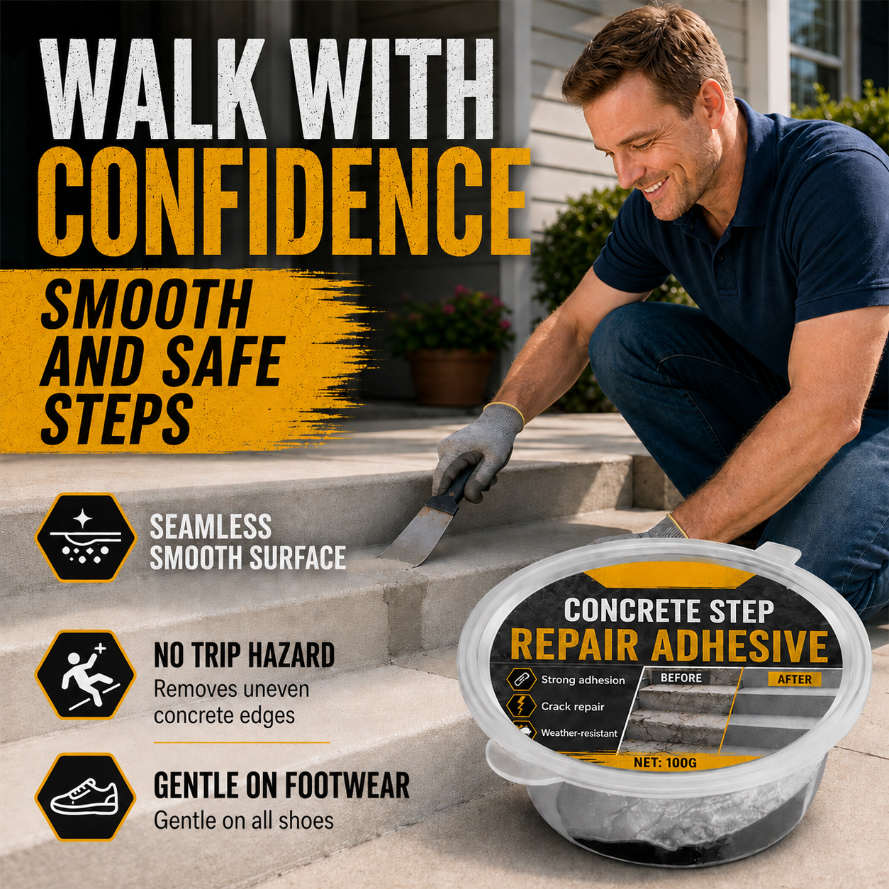 Concrete Adhesive for Step Repair – Perfect for Steps, Driveways and Terraces