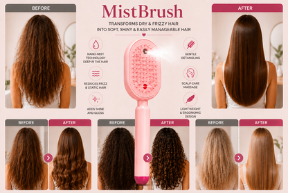 MistBrush – Electric spray brush with nanomist, scalp massage and anti-frizz technology for softer, shinier hair