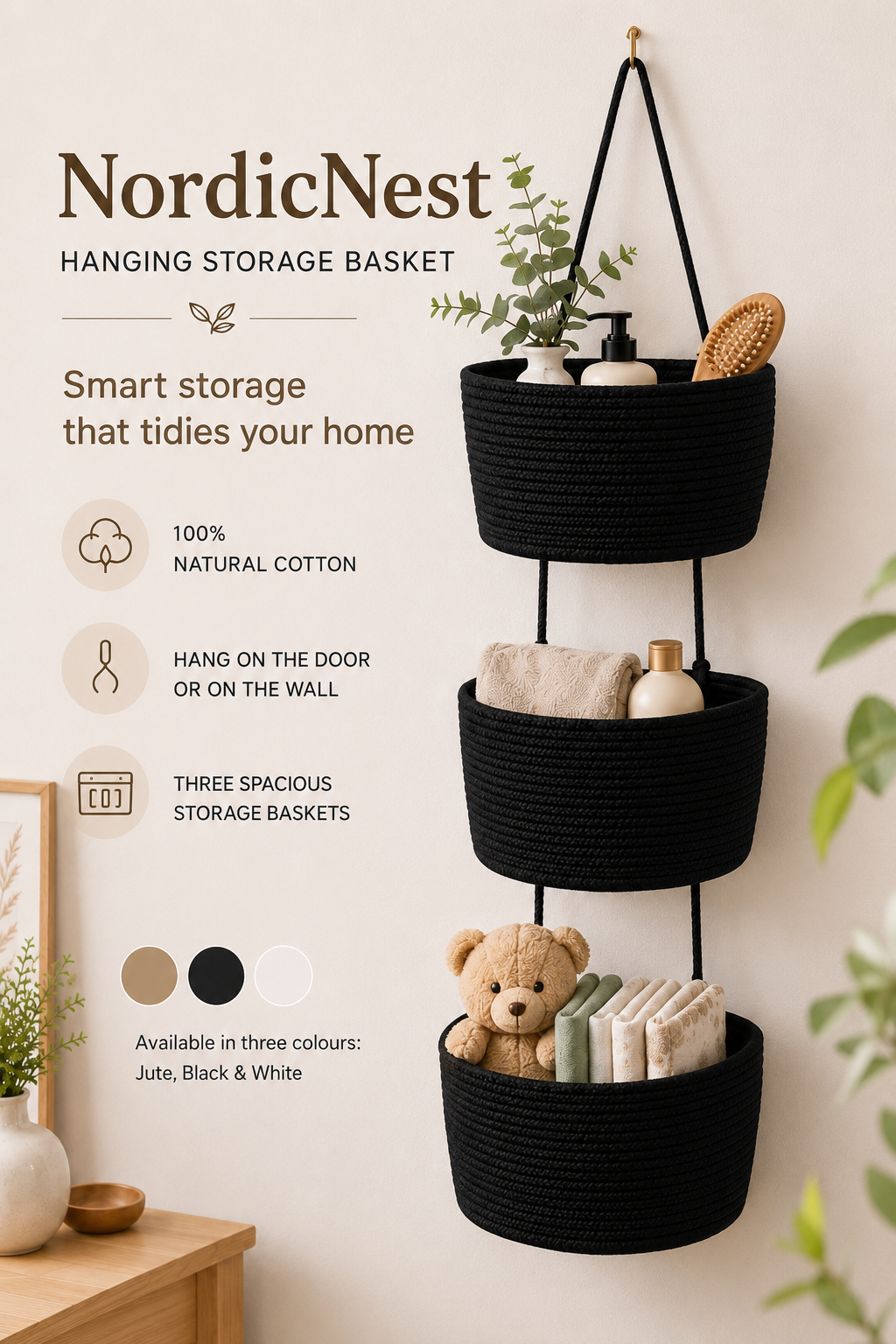 NordicNest – Hanging Storage Basket
