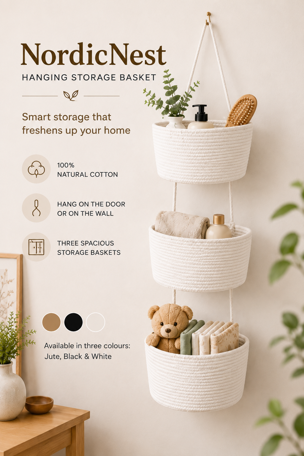 NordicNest – Hanging Storage Basket