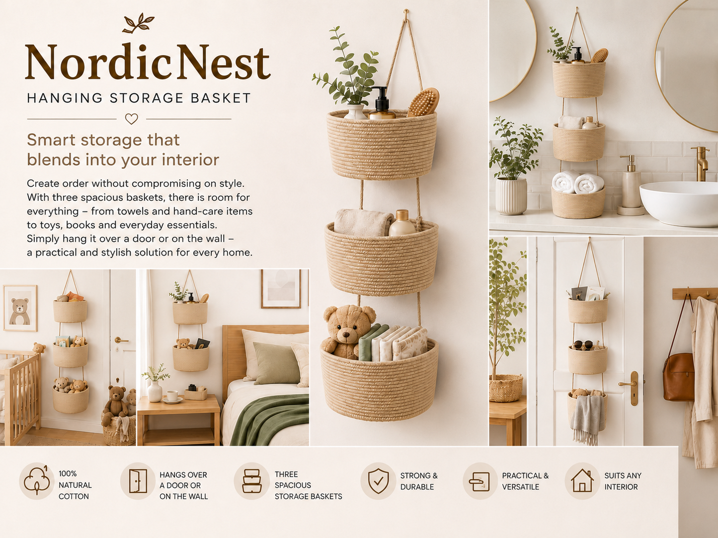 NordicNest – Hanging Storage Basket