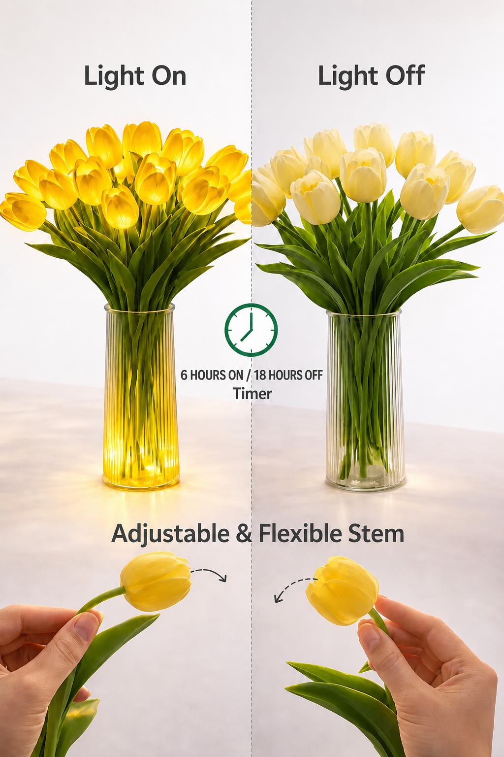 Romantic LED Tulip Lamp – Battery-Powered LED Tulips Combining Floral Decoration with Soft Ambient Lighting