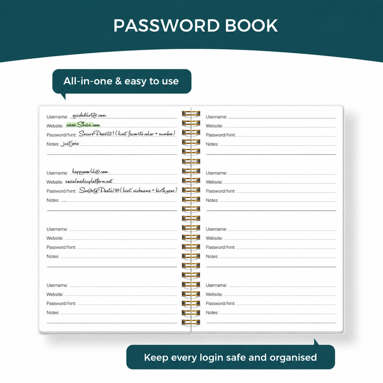 Funny Password Book / Password Organiser
