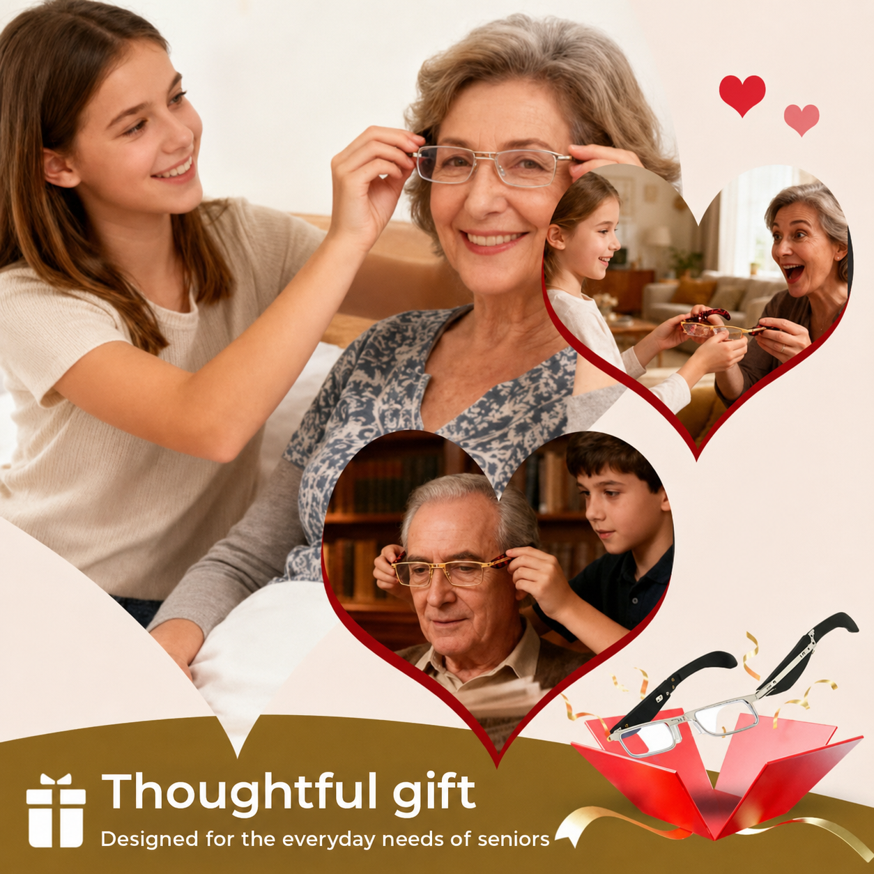 Foldable Reading Glasses with Blue Light Filter and Case