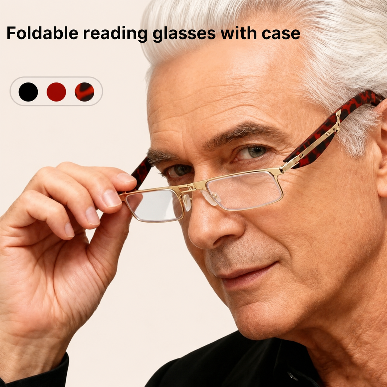 Foldable Reading Glasses with Blue Light Filter and Case