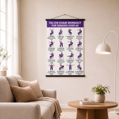 Tai Chi Chair Training – set of 2 posters for simple home training (60+)
