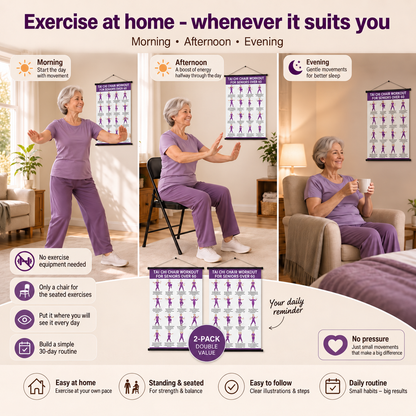 Tai Chi Chair Training – set of 2 posters for simple home training (60+)