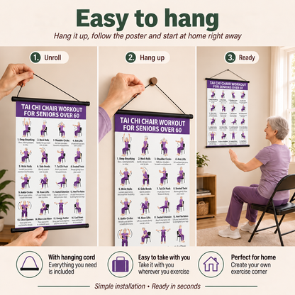 Tai Chi Chair Training – set of 2 posters for simple home training (60+)