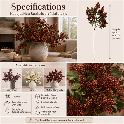 Realistic Berry Branches (3-Pack) – the cosiest interior detail for autumn