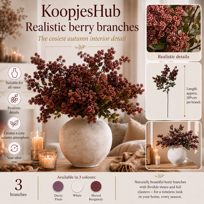 Realistic Berry Branches (3-Pack) – the cosiest interior detail for autumn