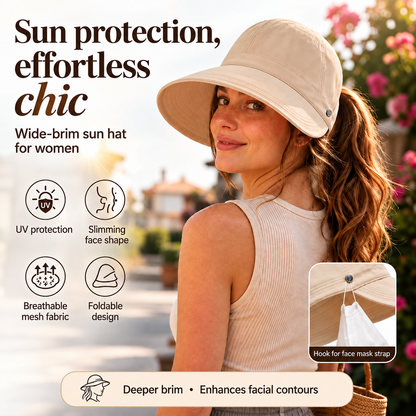 Sun Hat with Ponytail Opening