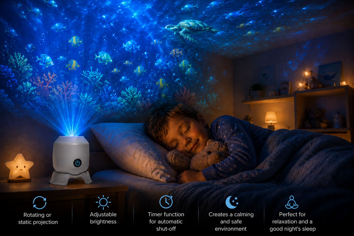 OceanWave Ocean Projector with Rotating LED Lights – Create Magical Evenings