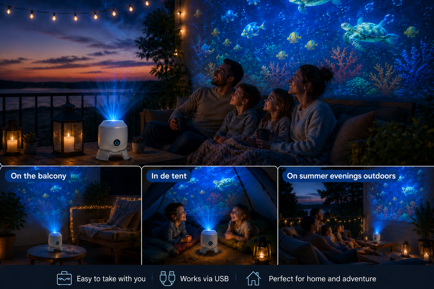 OceanWave Ocean Projector with Rotating LED Lights – Create Magical Evenings