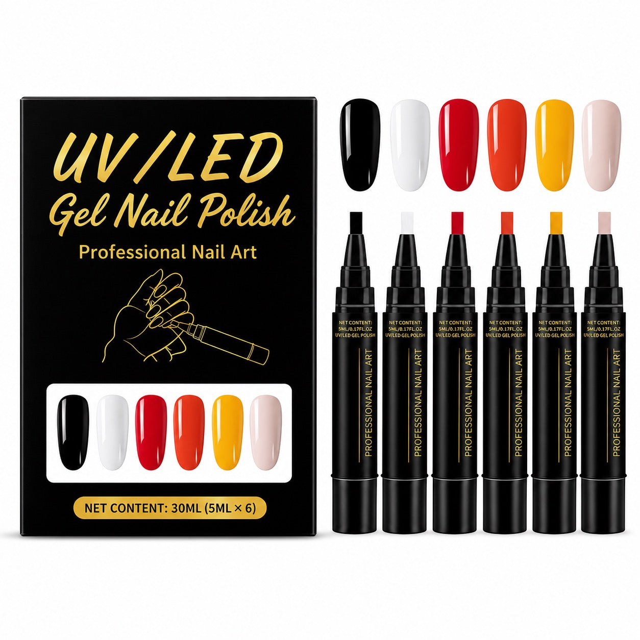 SalonPen – 3-in-1 Gel Nail Pen with UV Lamp (Pack of 6)