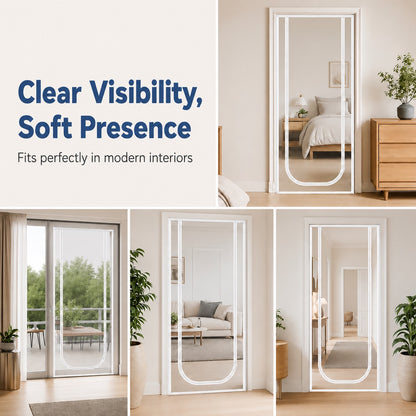Screen Door with Zipper – Durable Fabric That Resists Scratches, Reliably Keeps Cats and Dogs Safely Indoors or Outdoors, Perfect for Warm Days and Fresh Air