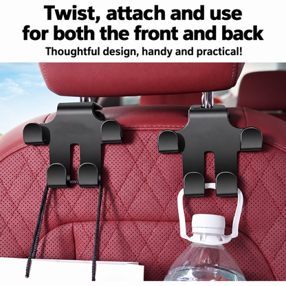 Car Logo Headrest Hook (2 Pieces) — Sturdy, Space-Saving Storage for Bags, Shopping and Accessories