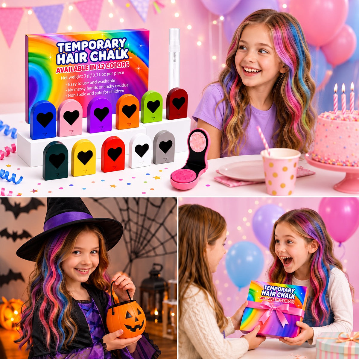 Hair Color Crayons – 12 Washable Colors