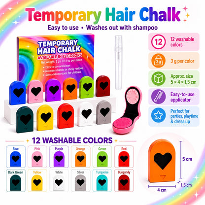 Hair Color Crayons – 12 Washable Colors