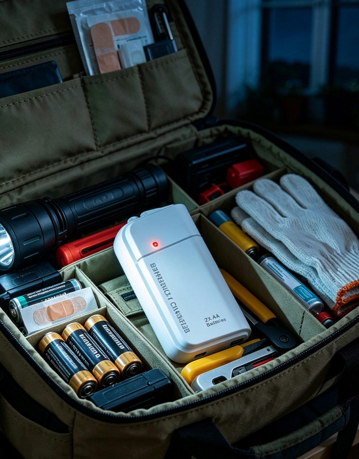 Portable Emergency Charger with AA Batteries – USB charging, compact and with LED torch – perfect for travel, commuting and power cuts