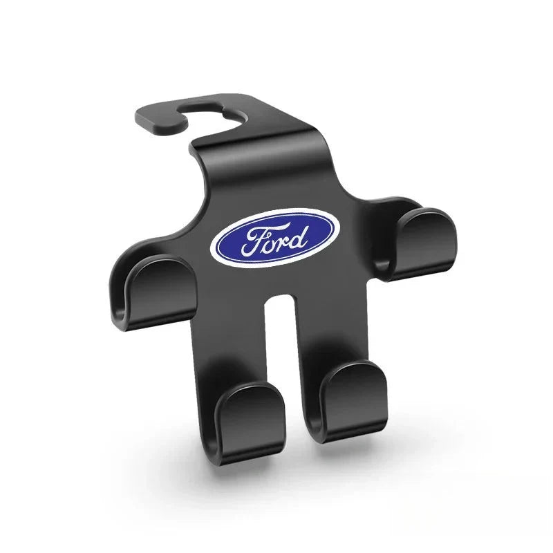 Car Logo Headrest Hook (2 Pieces) — Sturdy, Space-Saving Storage for Bags, Shopping and Accessories