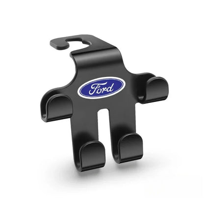 Car Logo Headrest Hook (2 Pieces) — Sturdy, Space-Saving Storage for Bags, Shopping and Accessories